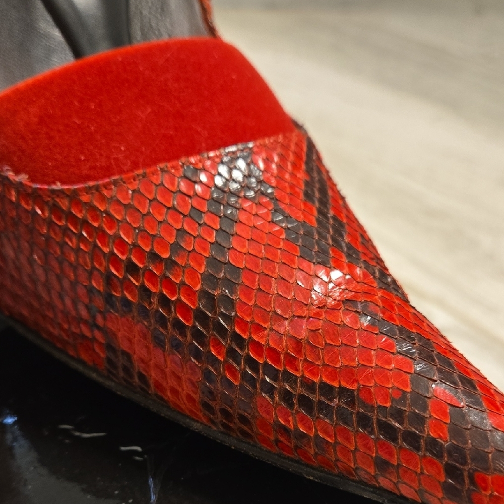 Red Snakeskin Patterned Shoes